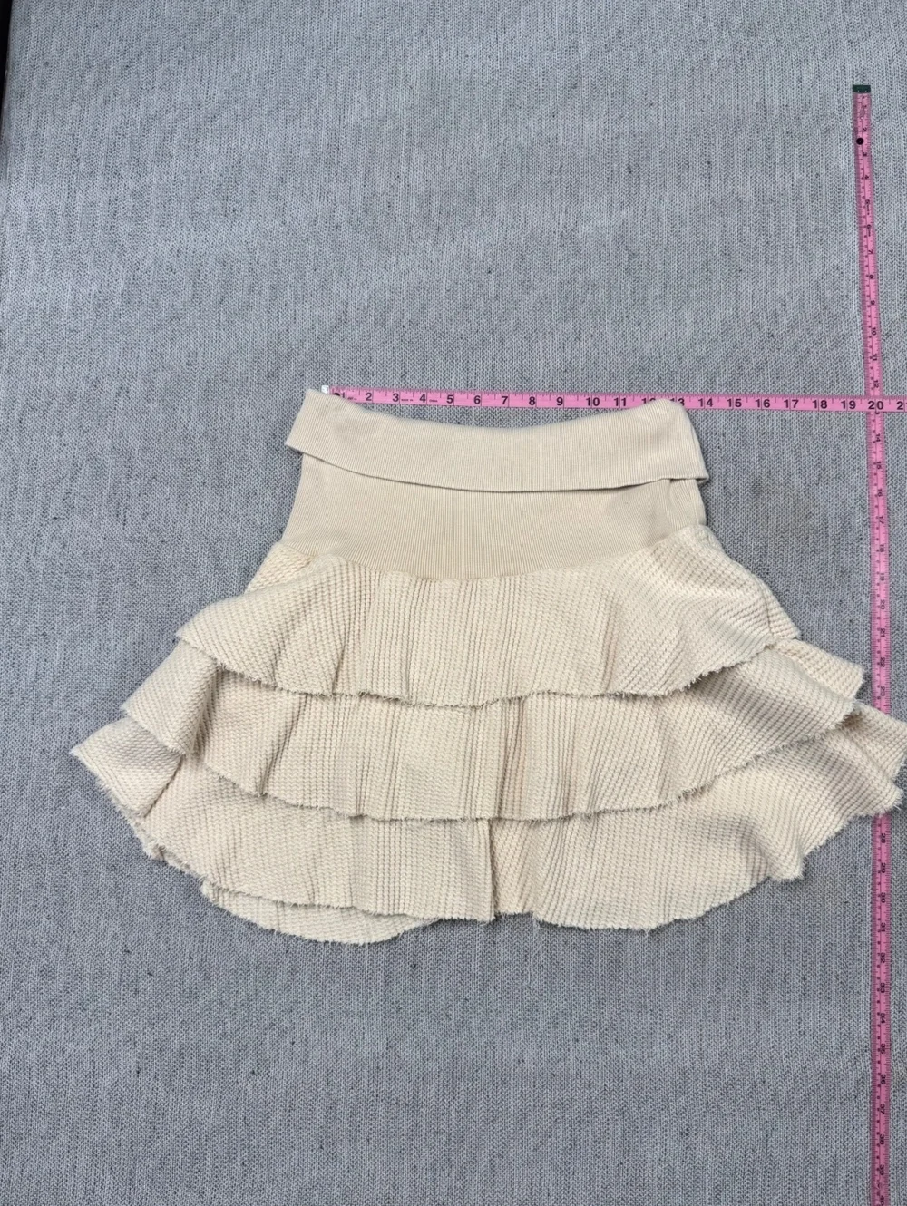 Free People Cream Ruffle Knit Skirt XL/TG Made in India